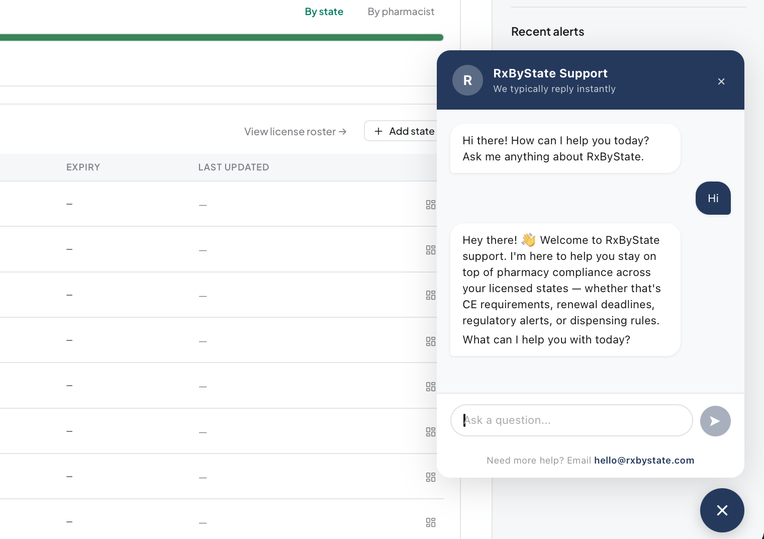 RxByState AI chat support