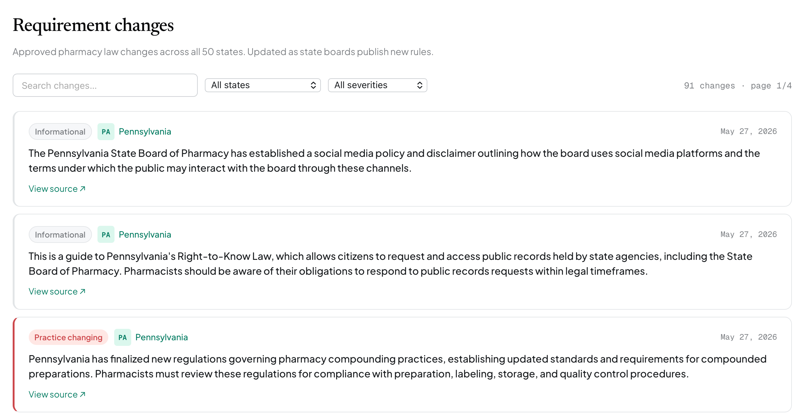 RxByState requirement changes